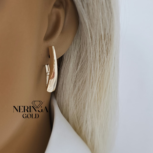Rose gold english lock earrings #69927