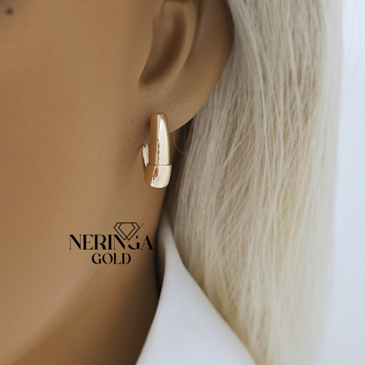 Rose gold english lock earrings #69925