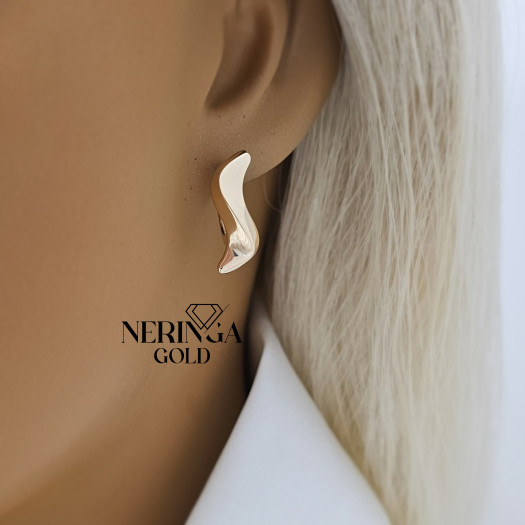 Rose gold english lock earrings #69924