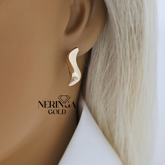 Rose gold english lock earrings #69924