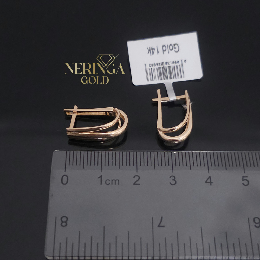 Rose gold english lock earrings #69931