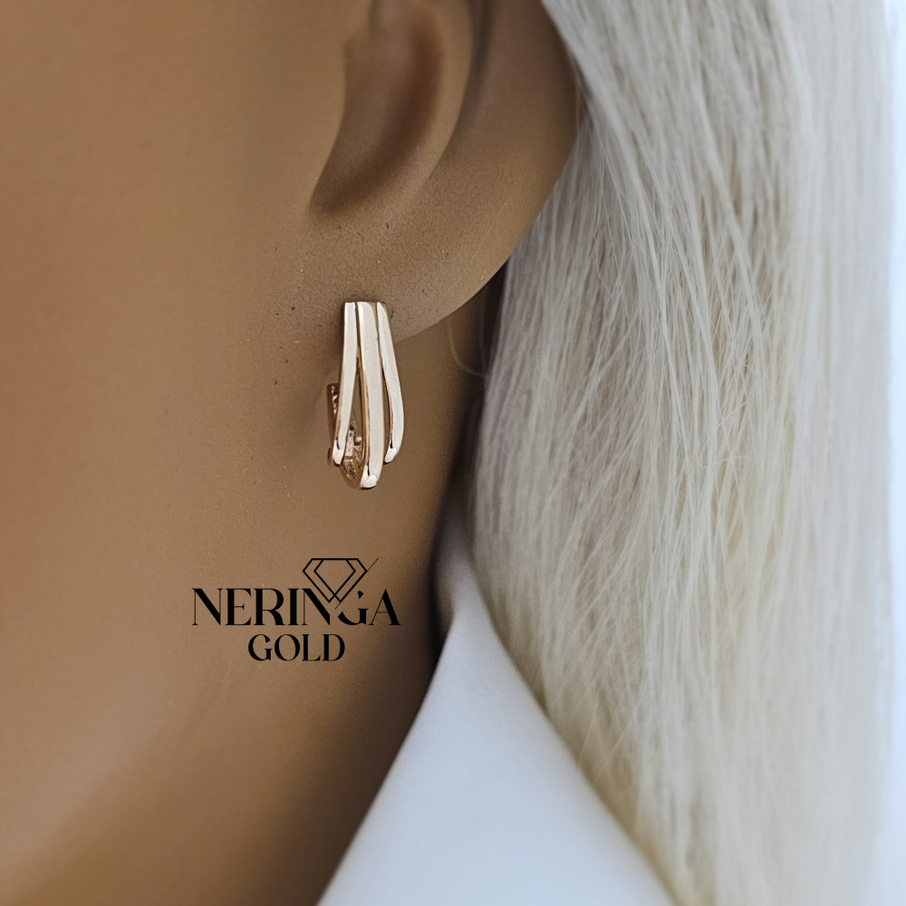 Rose gold english lock earrings #69931