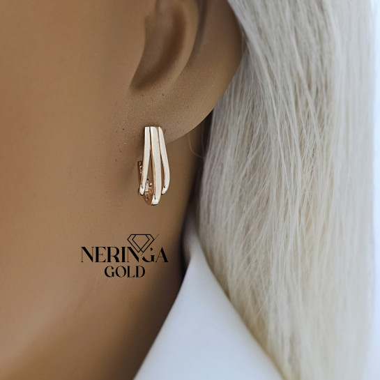 Rose gold english lock earrings #69931