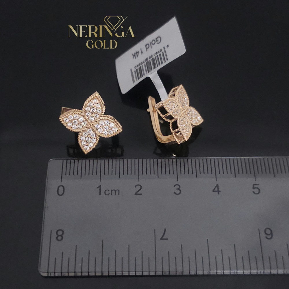 Rose gold english lock earrings #69926