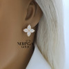Rose gold english lock earrings #69926