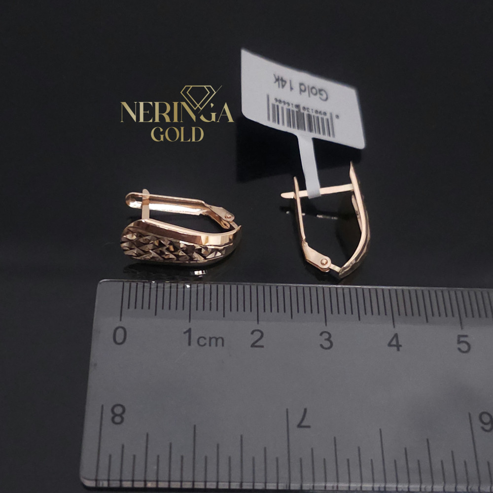 Rose gold english lock earrings #69915