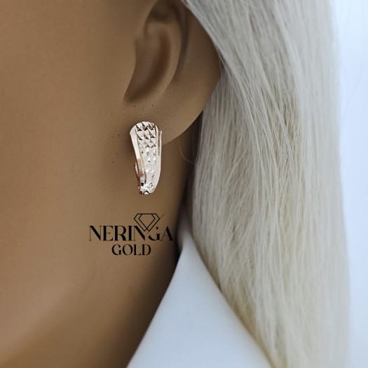 Rose gold english lock earrings #69915
