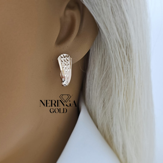 Rose gold english lock earrings #69915
