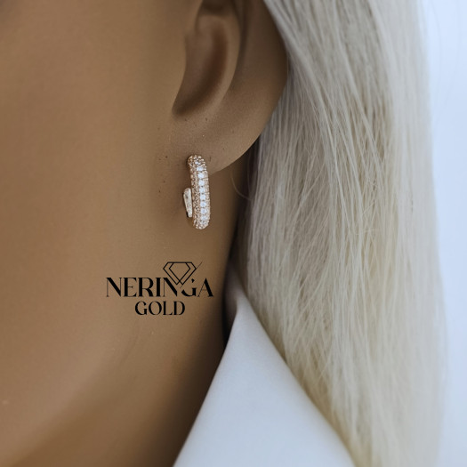 Rose gold english lock earrings #69929
