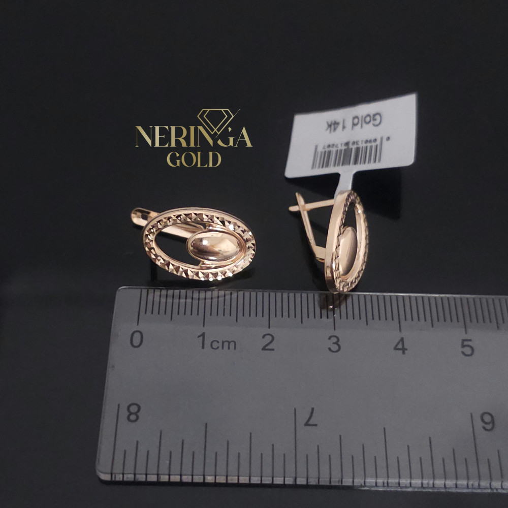 Rose gold english lock earrings #69911
