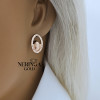 Rose gold english lock earrings #69911