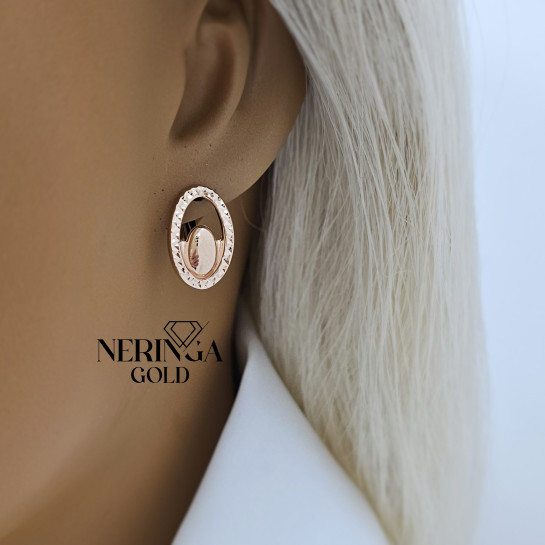 Rose gold english lock earrings #69911