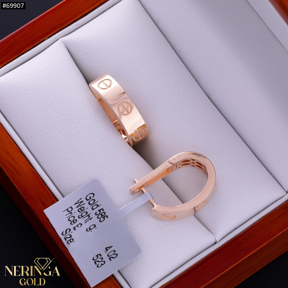 Rose gold english lock earrings #69907
