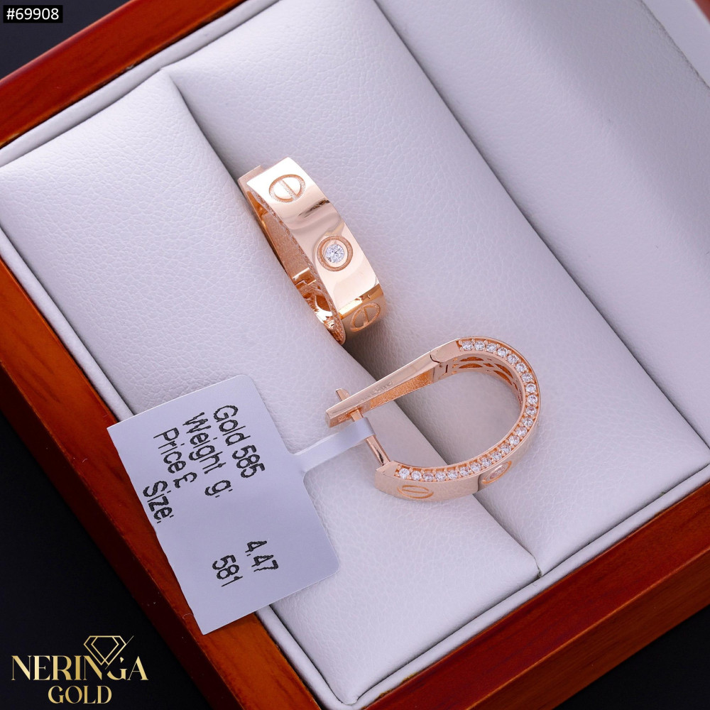 Rose gold english lock earrings #69908