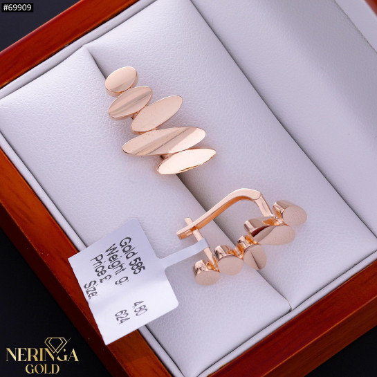 Rose gold english lock earrings #69909