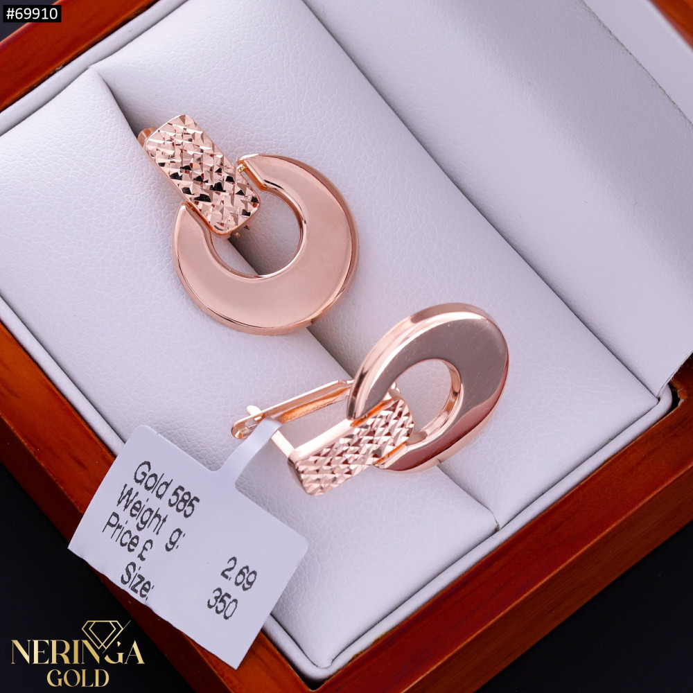 Rose gold english lock earrings #69910