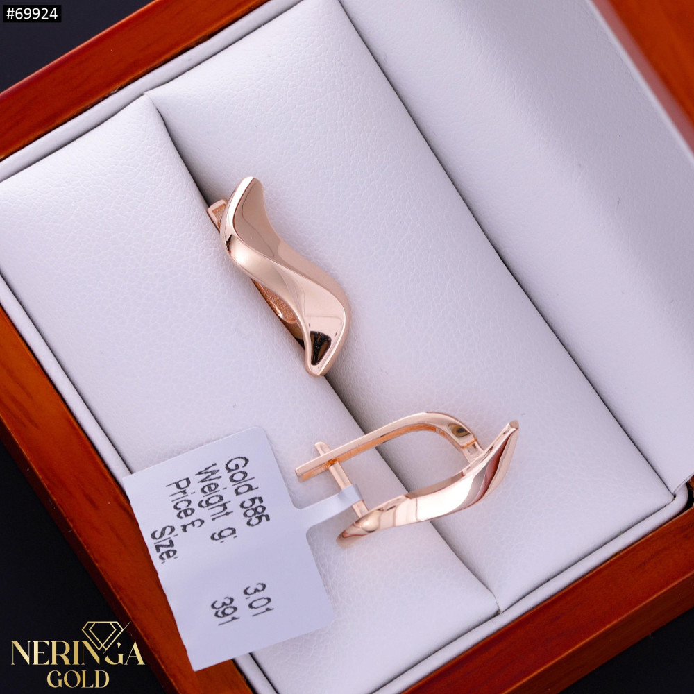 Rose gold english lock earrings #69924