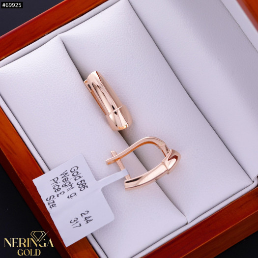 Rose gold english lock earrings #69925
