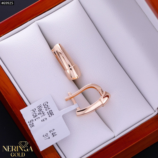 Rose gold english lock earrings #69925