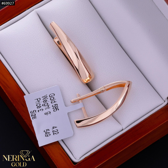 Rose gold english lock earrings #69927