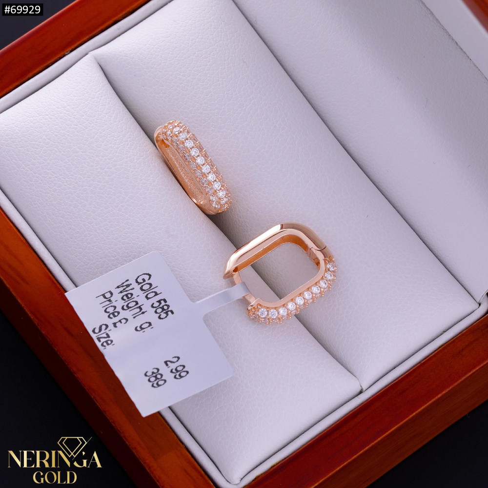 Rose gold english lock earrings #69929