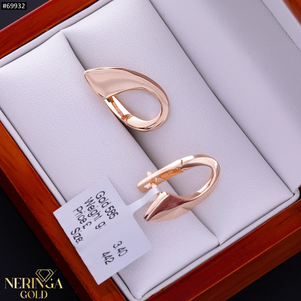 Rose gold english lock earrings #69932