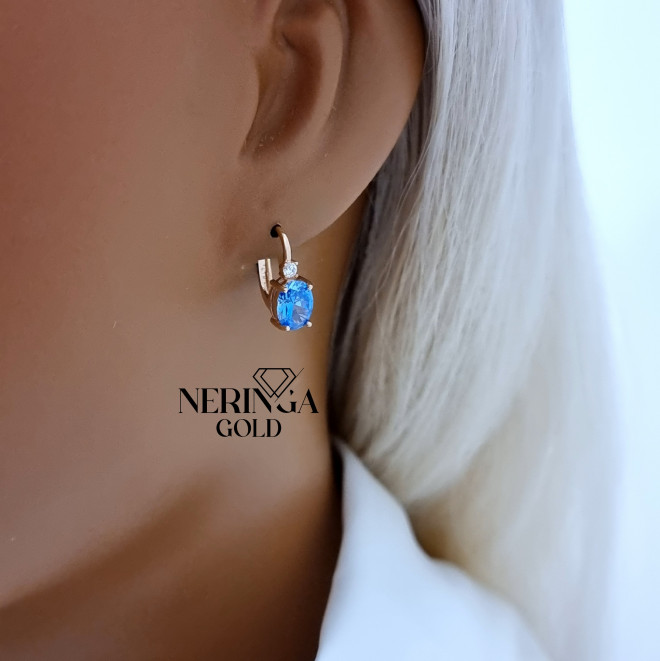 Rose gold english lock earrings #69937