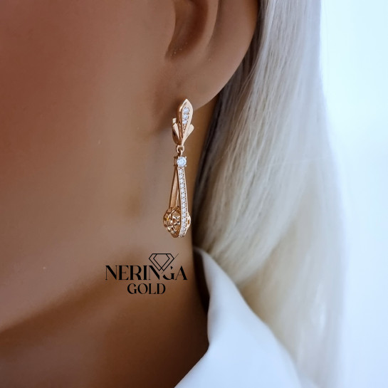 Rose gold english lock earrings #69944