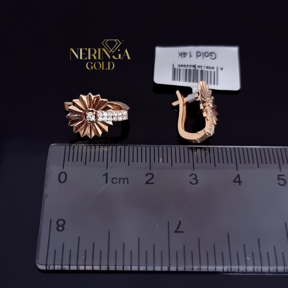 Rose gold english lock earrings #69942