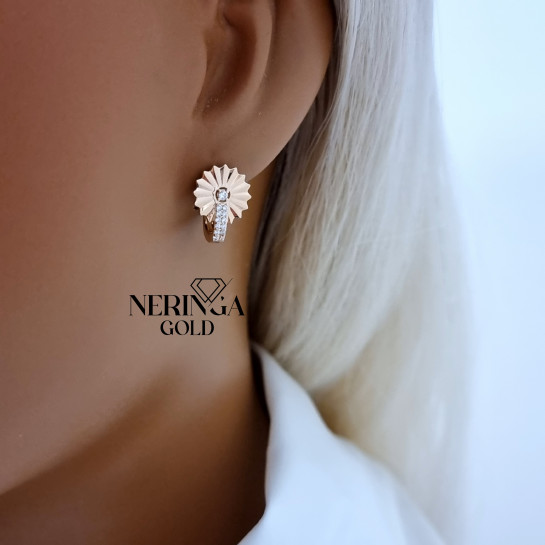 Rose gold english lock earrings #69942