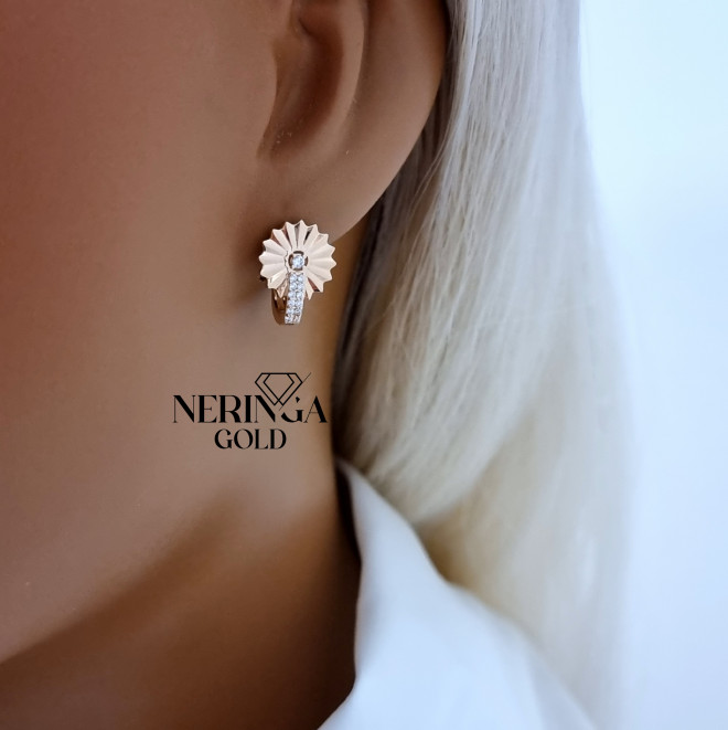 Rose gold english lock earrings #69942
