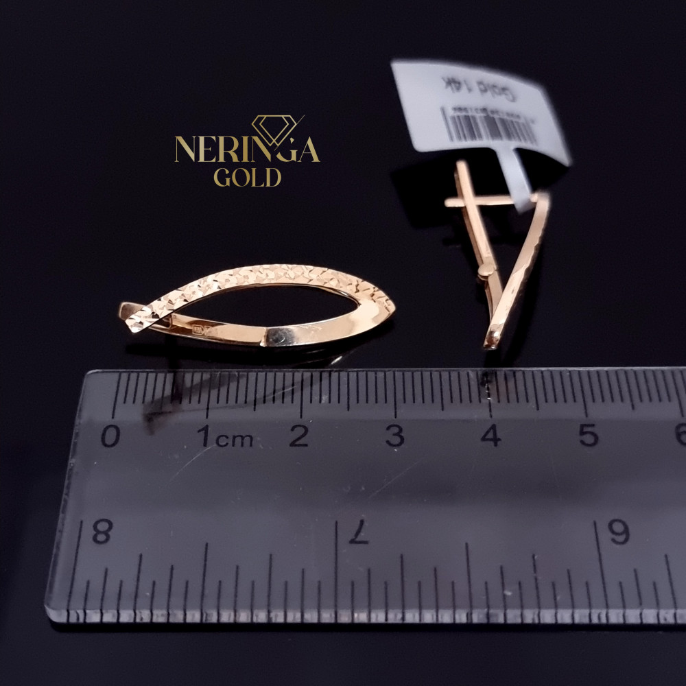 Rose gold english lock earrings #69947