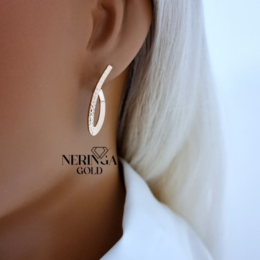 Rose gold english lock earrings #69947