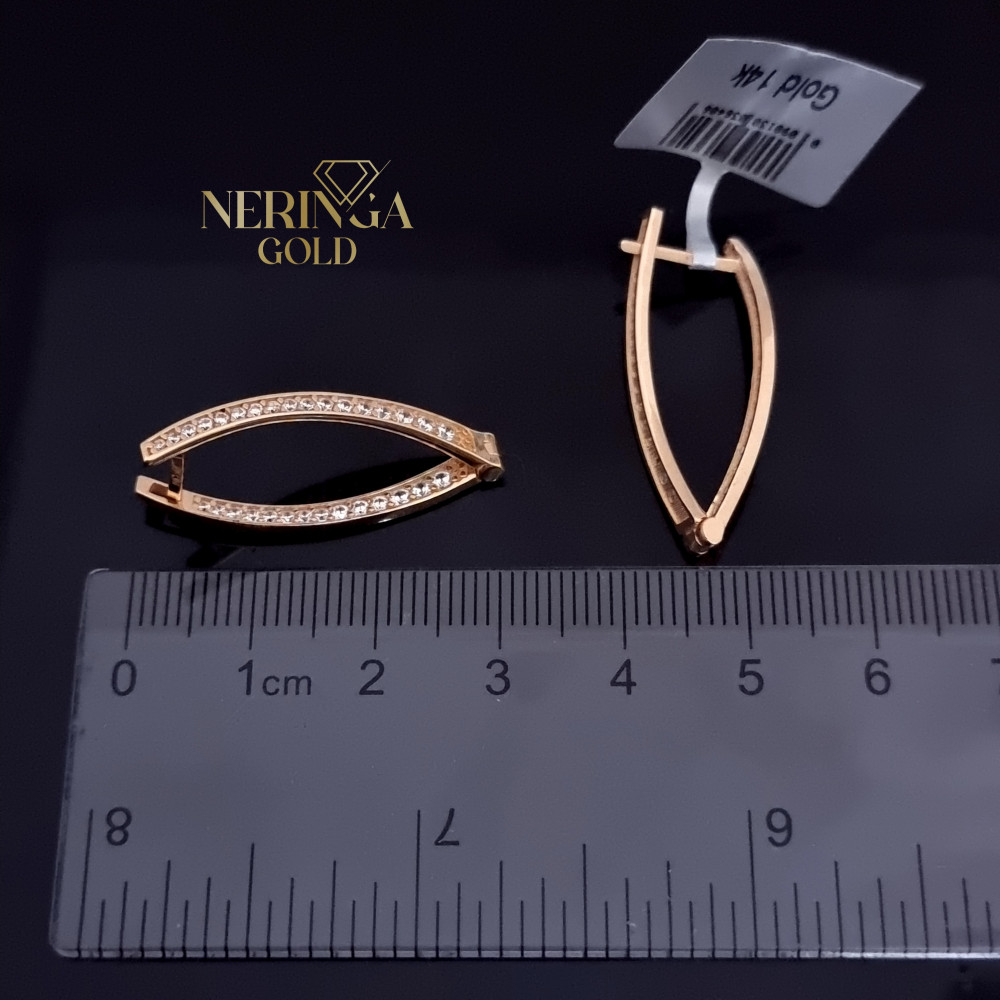 Rose gold english lock earrings #69948