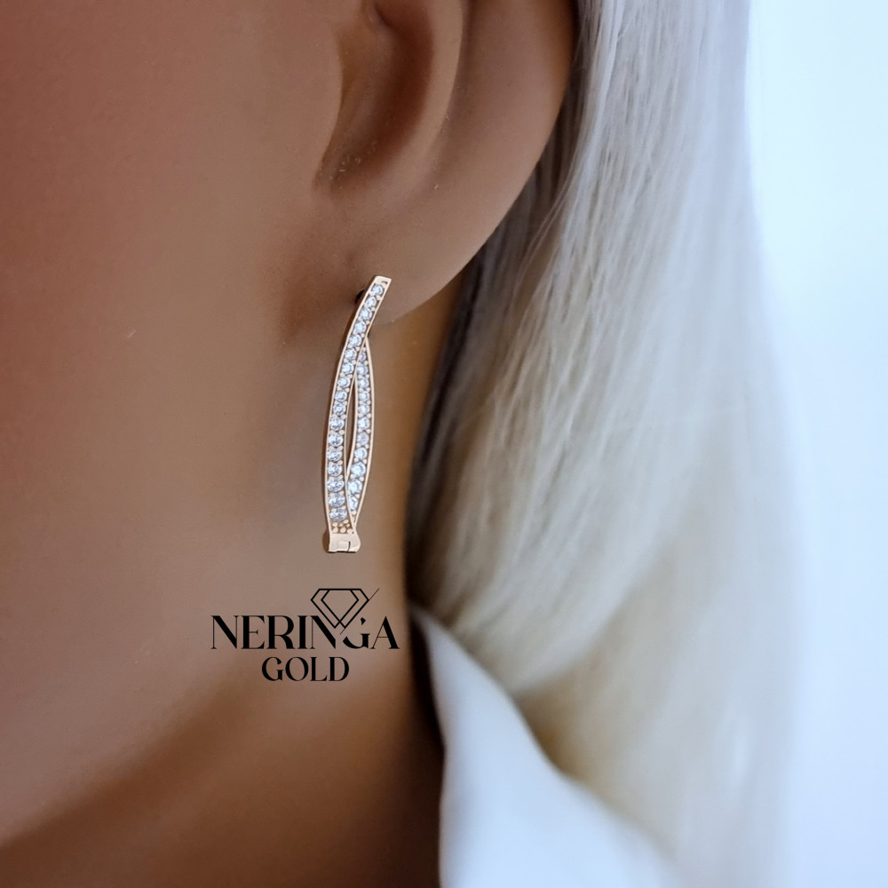 Rose gold english lock earrings #69948