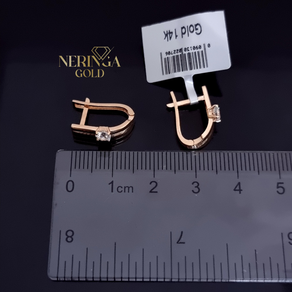 Rose gold english lock earrings #69939