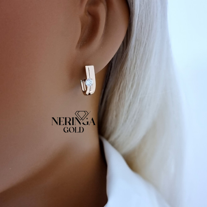 Rose gold english lock earrings #69939