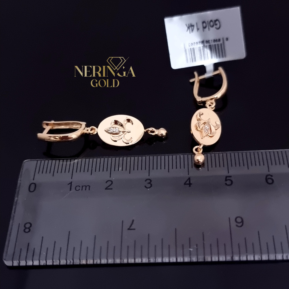 Rose gold english lock earrings #69946
