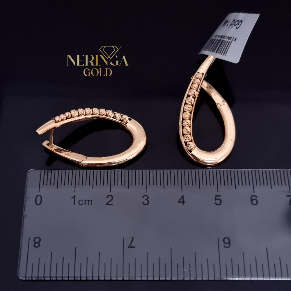 Rose gold english lock earrings #69949