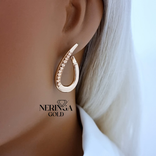 Rose gold english lock earrings #69949