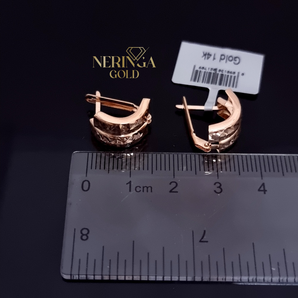 Rose gold english lock earrings #69954
