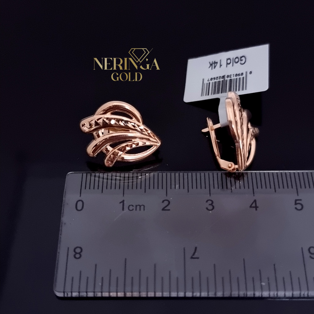 Rose gold english lock earrings #69951