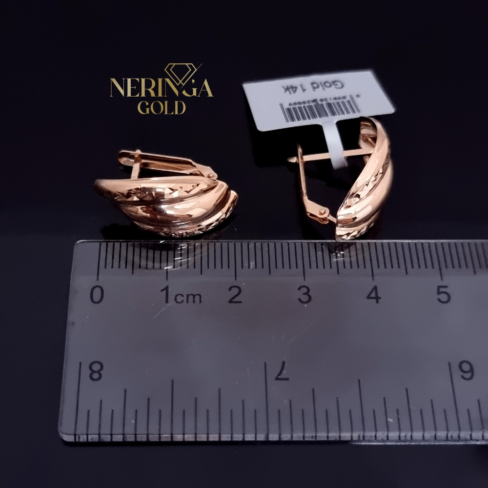 Rose gold english lock earrings #69952