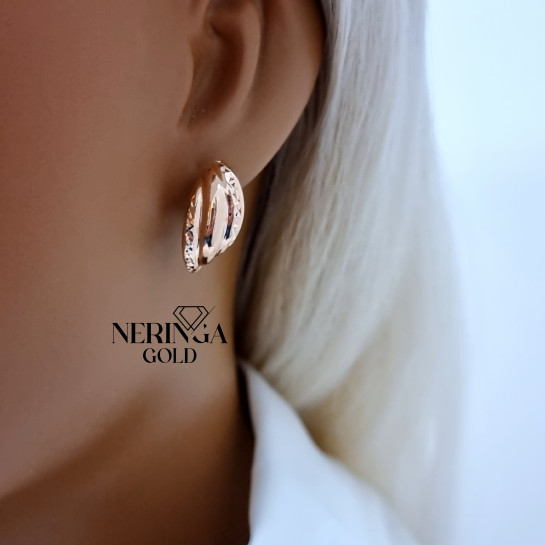 Rose gold english lock earrings #69952