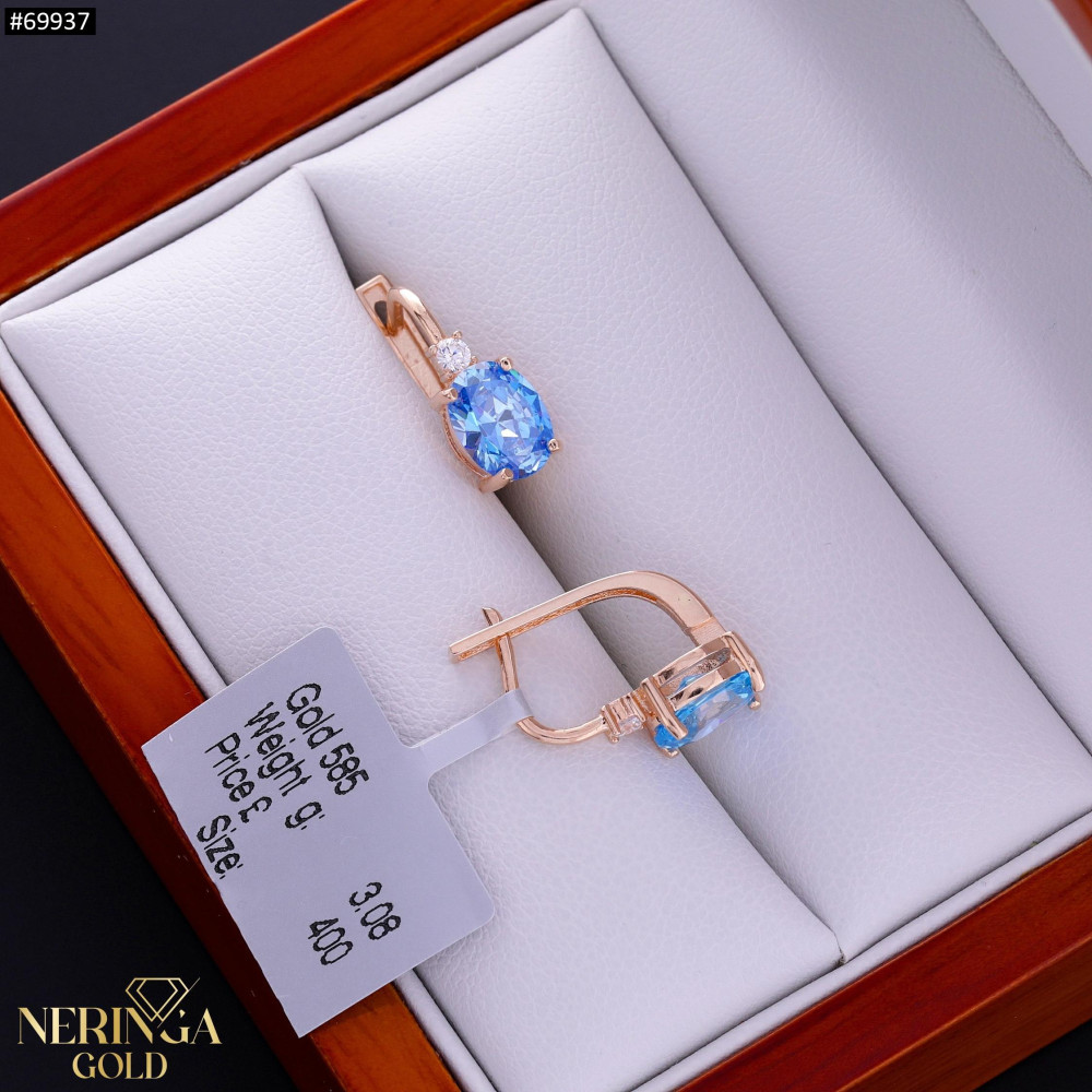 Rose gold english lock earrings #69937