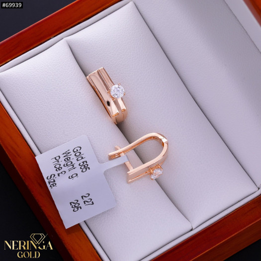 Rose gold english lock earrings #69939