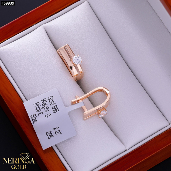 Rose gold english lock earrings #69939