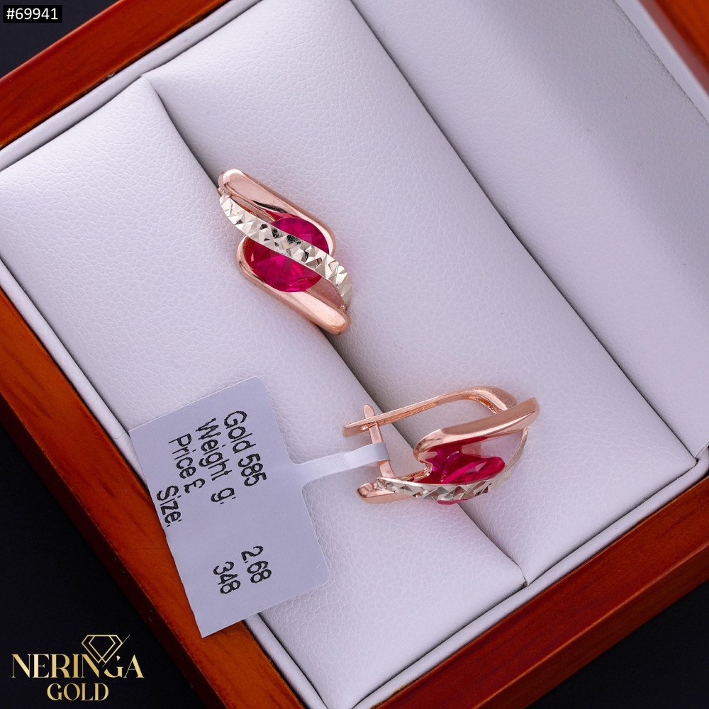 White rose gold english lock earrings #69941