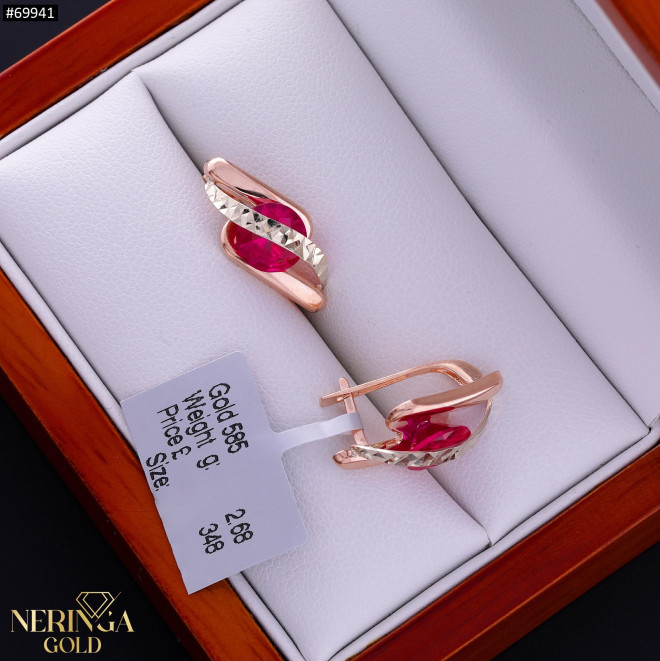 White rose gold english lock earrings #69941