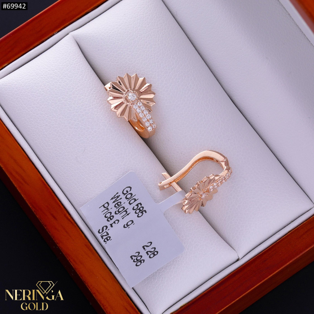 Rose gold english lock earrings #69942